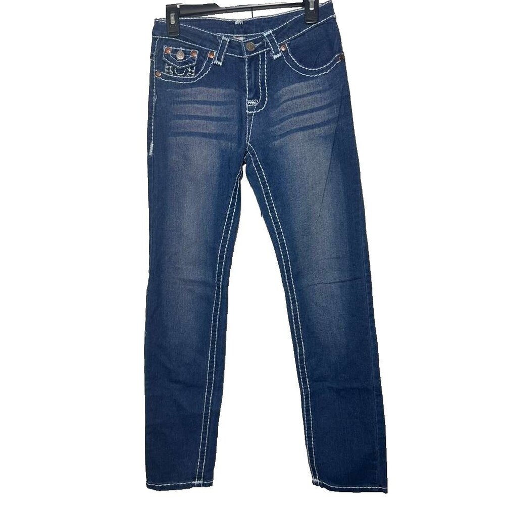 True Religion Super T Flare Jeans Women's Size 28 Denim Fade Y2K